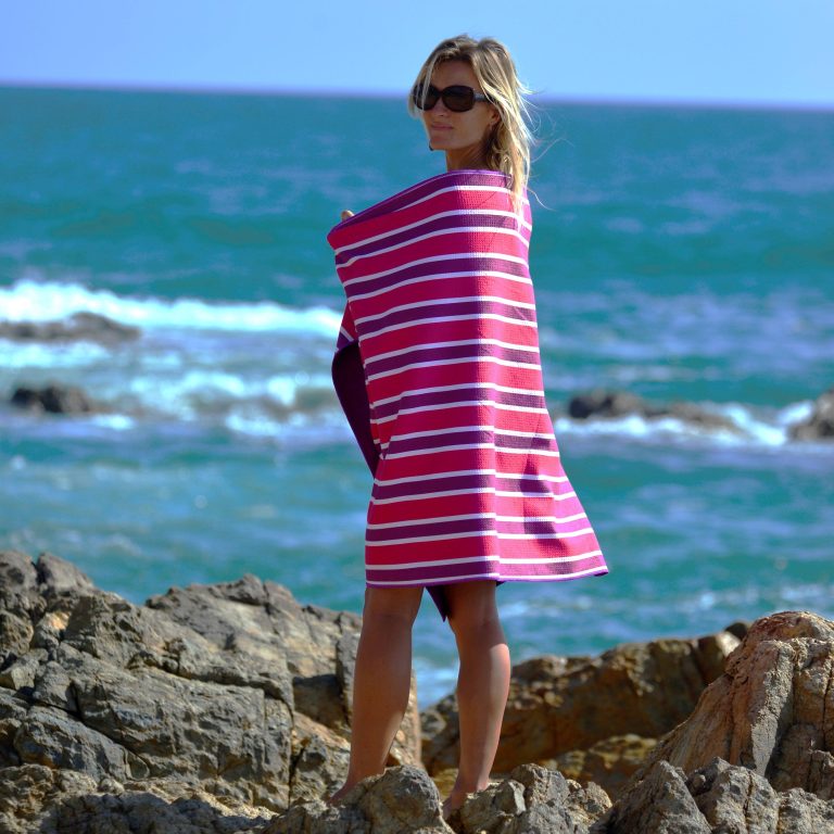 Pink Stripe Beach Towel - Amity Blue